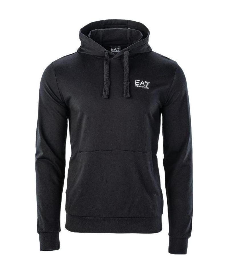 Ea7 Logo-print Cotton Hoodie In Black