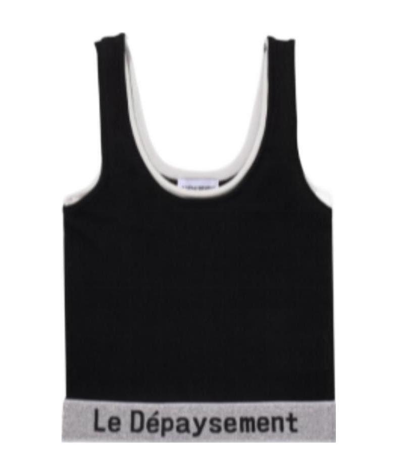 Le Depaysement Printed Logo Vest In Black