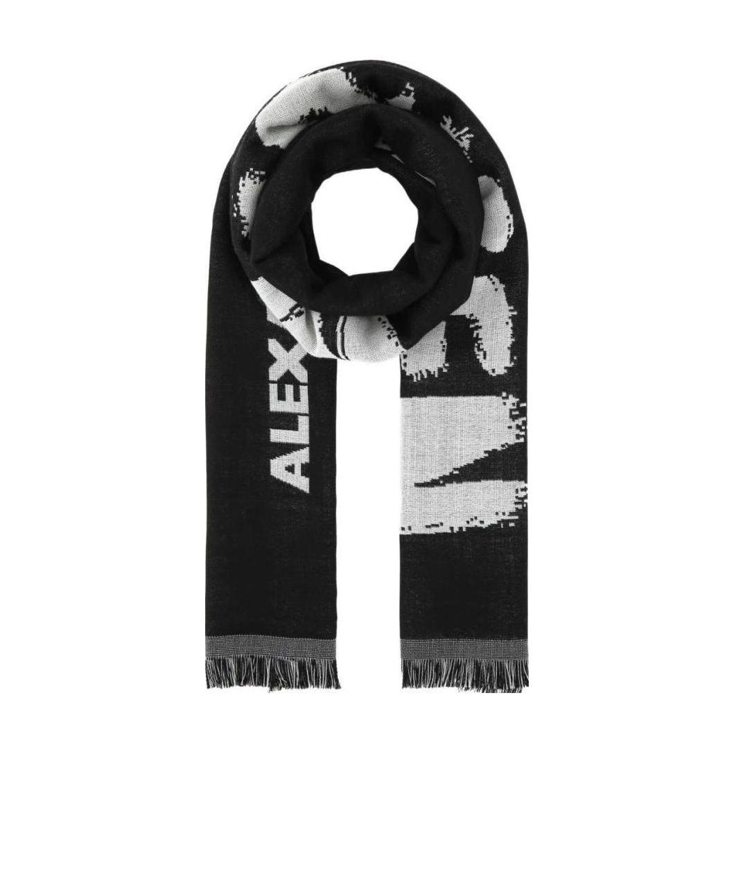 Alexander Mcqueen Oversize Mcqueen Graffiti Scarf In Gray