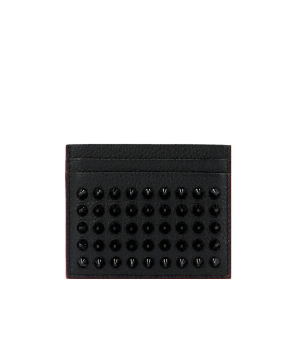 Christian Louboutin Black Kios Card Holder With Studs In Black