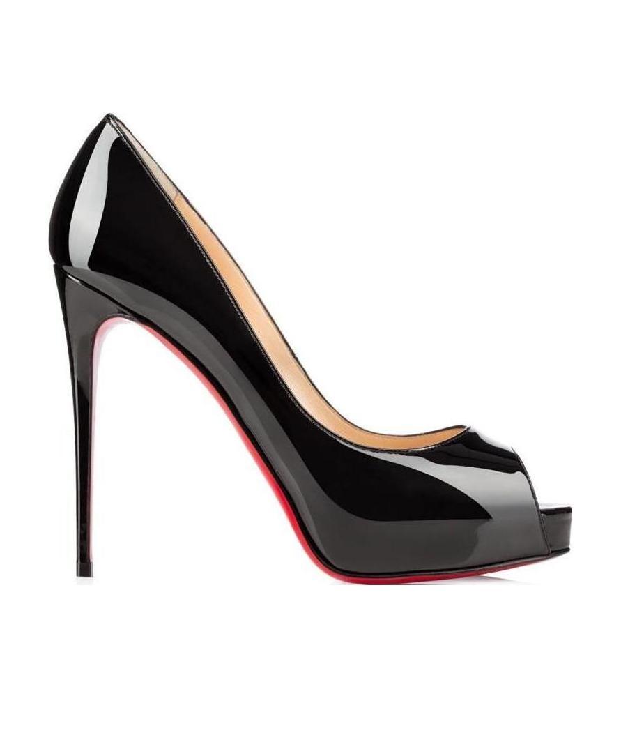 Christian Louboutin New Very Prive Patent Red Sole Pumps In Black