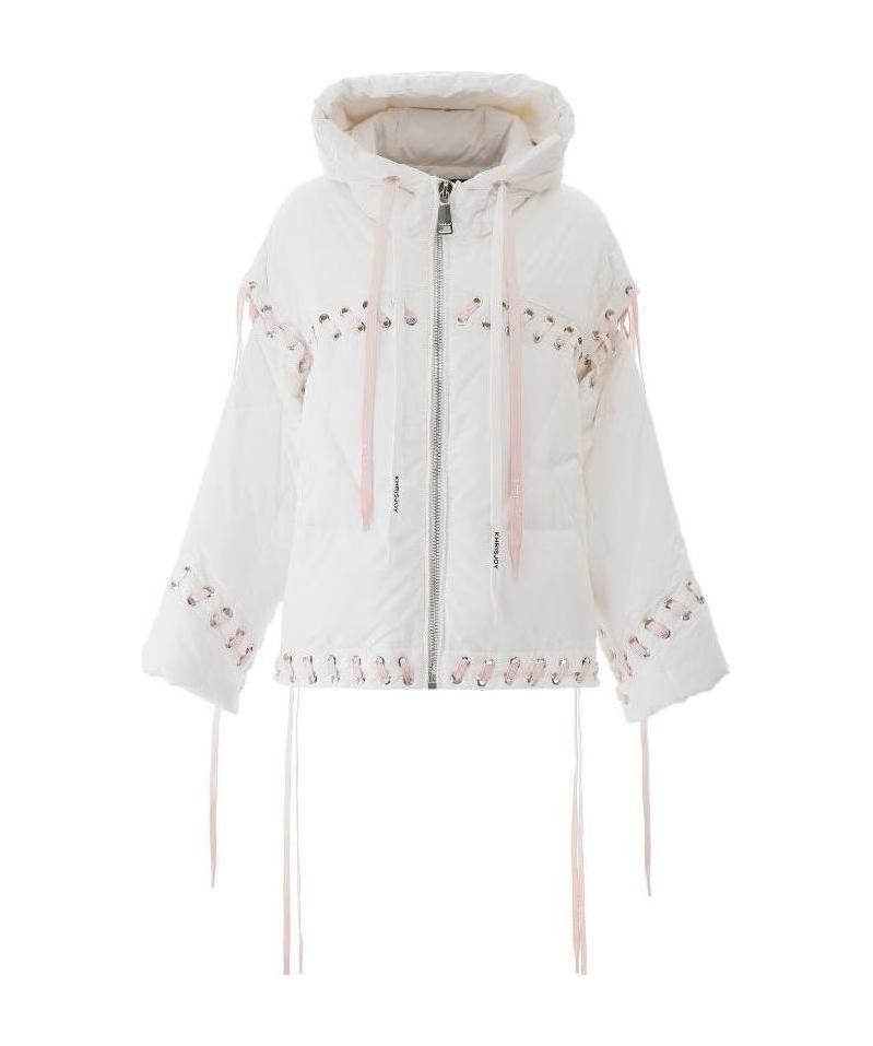 Khrisjoy Oversized Lace-up Puffer Jacket In White