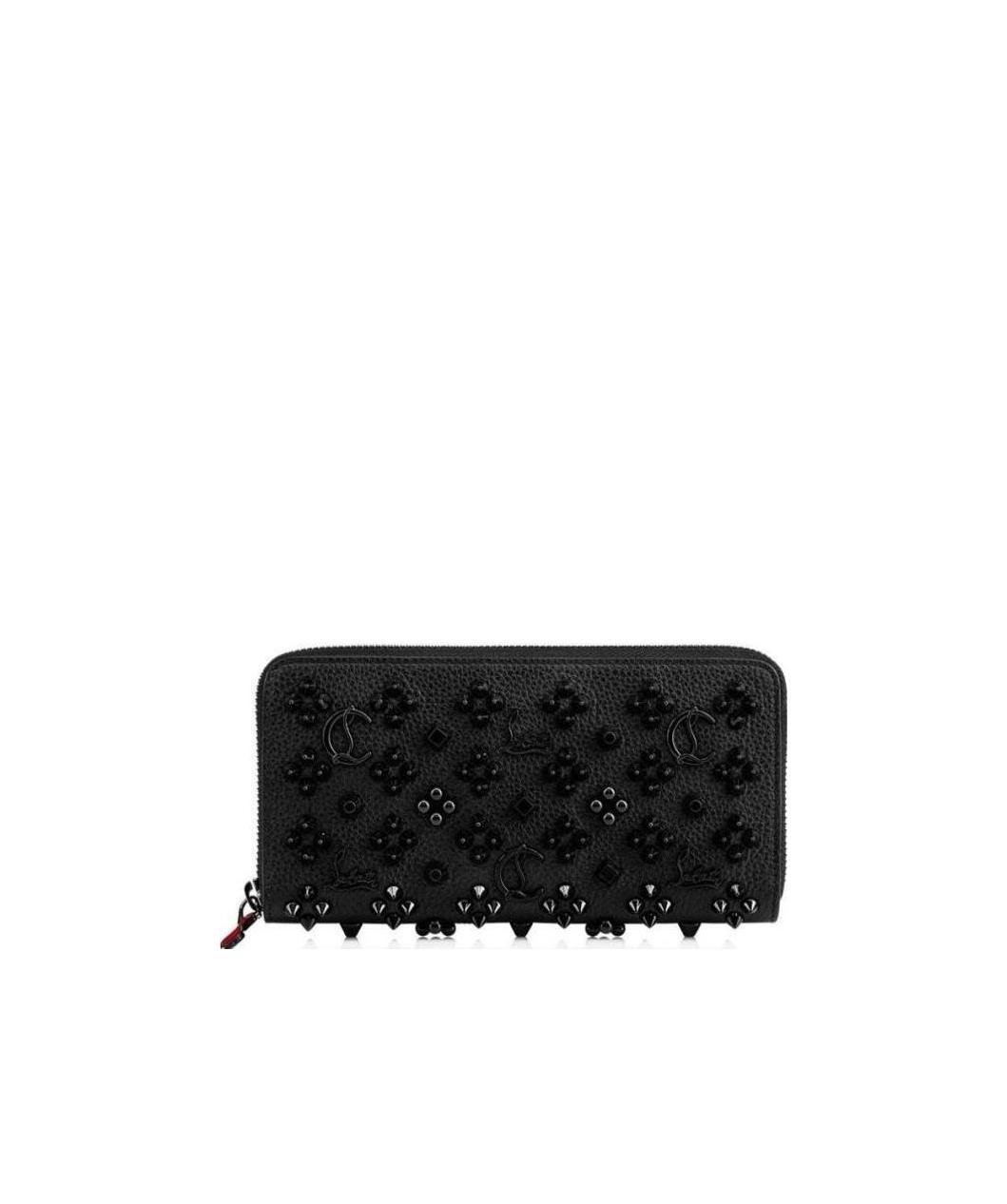 Christian Louboutin Panettone Studded Zip-around Wallet In Black