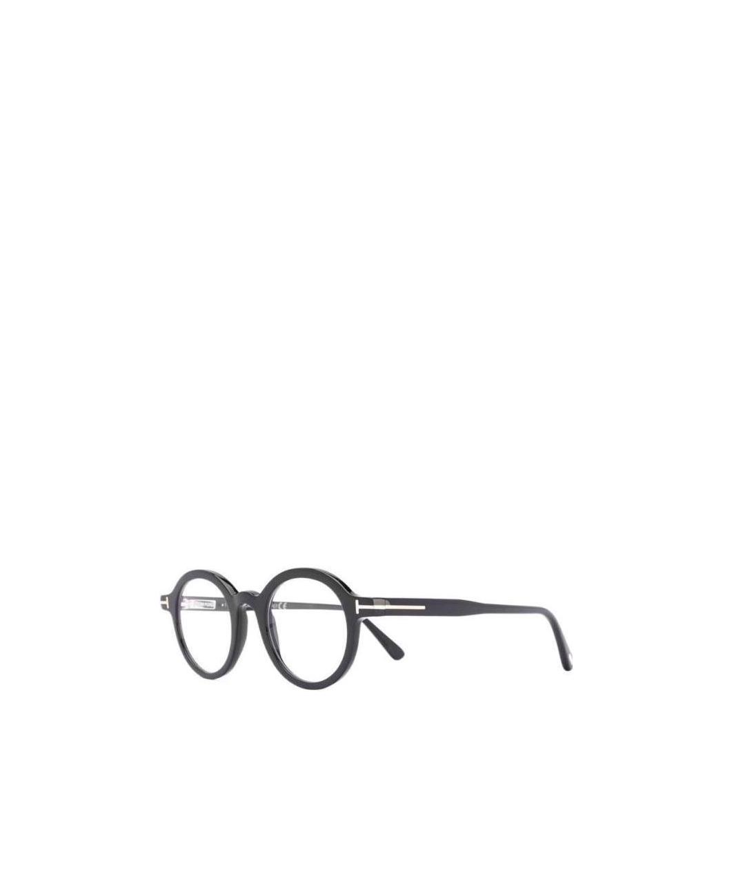 Tom Ford Polished-effect Round-frame Glasses In Black