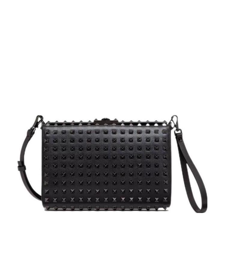 Valentino Rockstud Clutch Bag In Black