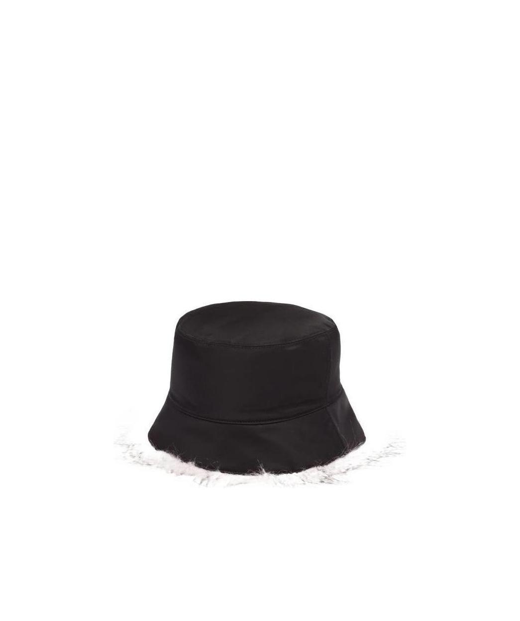 Prada Re-nylon Faux-fur Trim Bucket Hat In Black