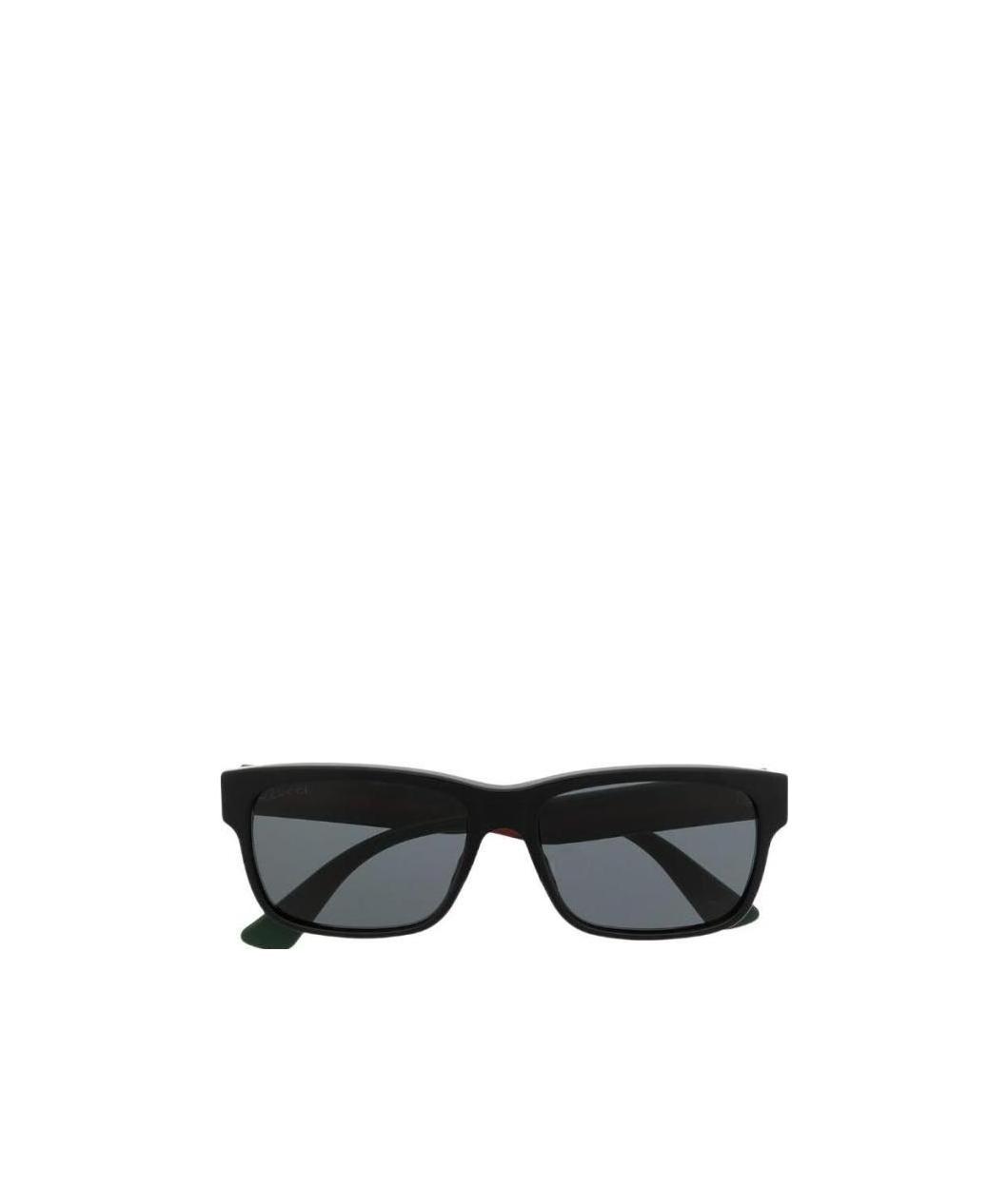 Gucci Sylvie Rectangle-frame Web-detail Sunglasses In Black