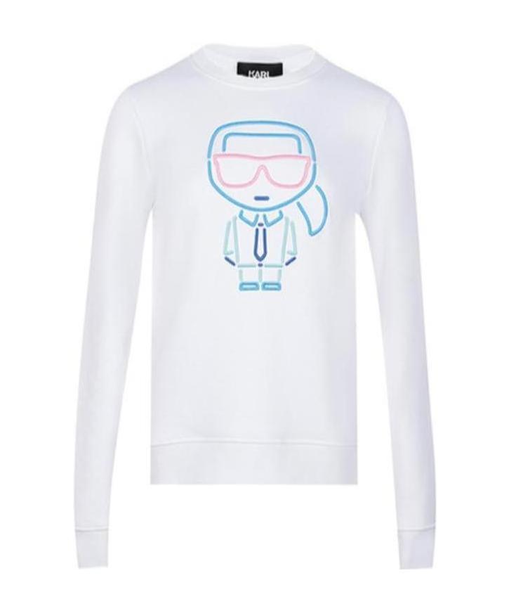 Shop Karl Lagerfeld Embroidered Velvet Hoodie In White