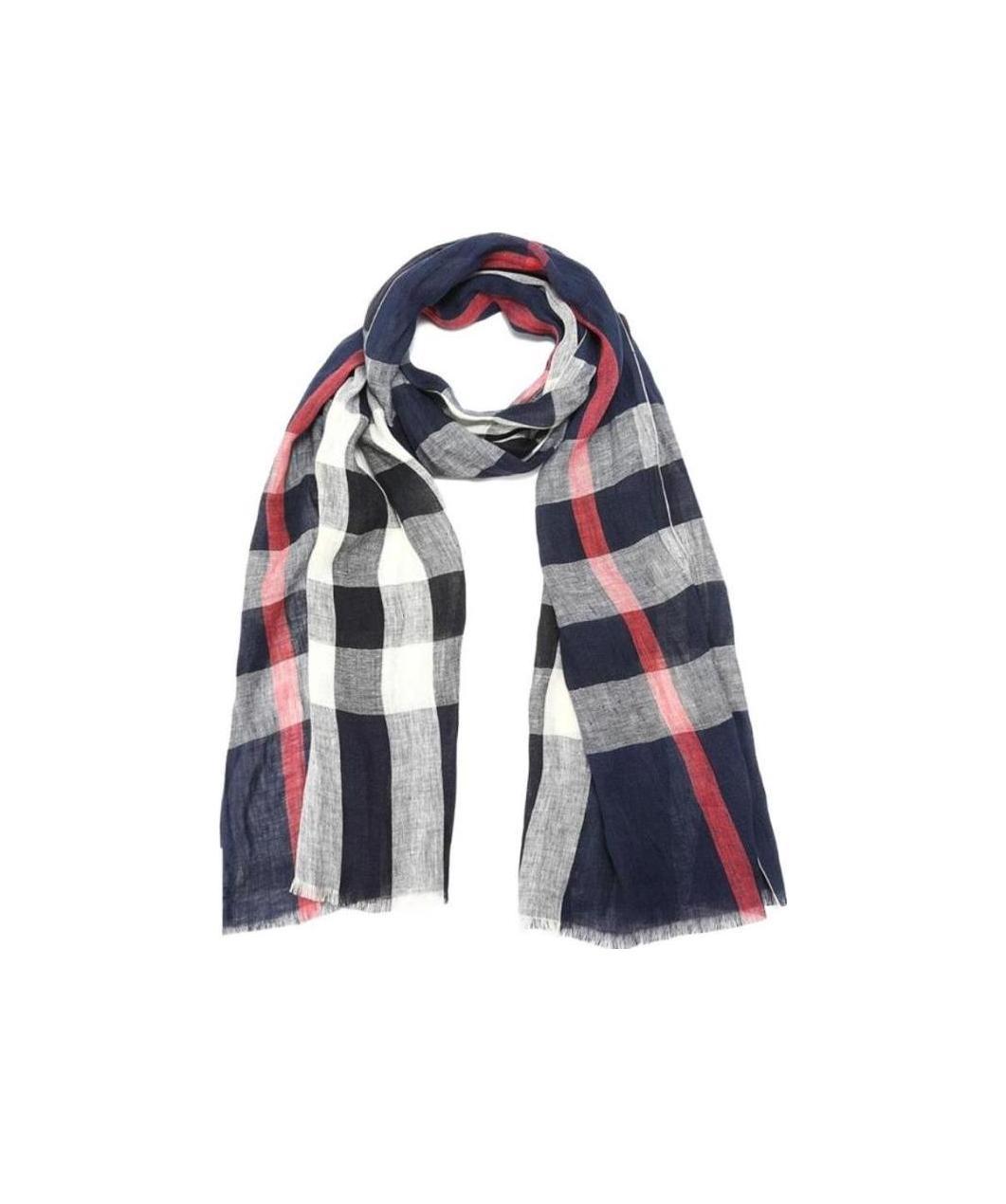 Burberry Checkered Detail Scarf In Black