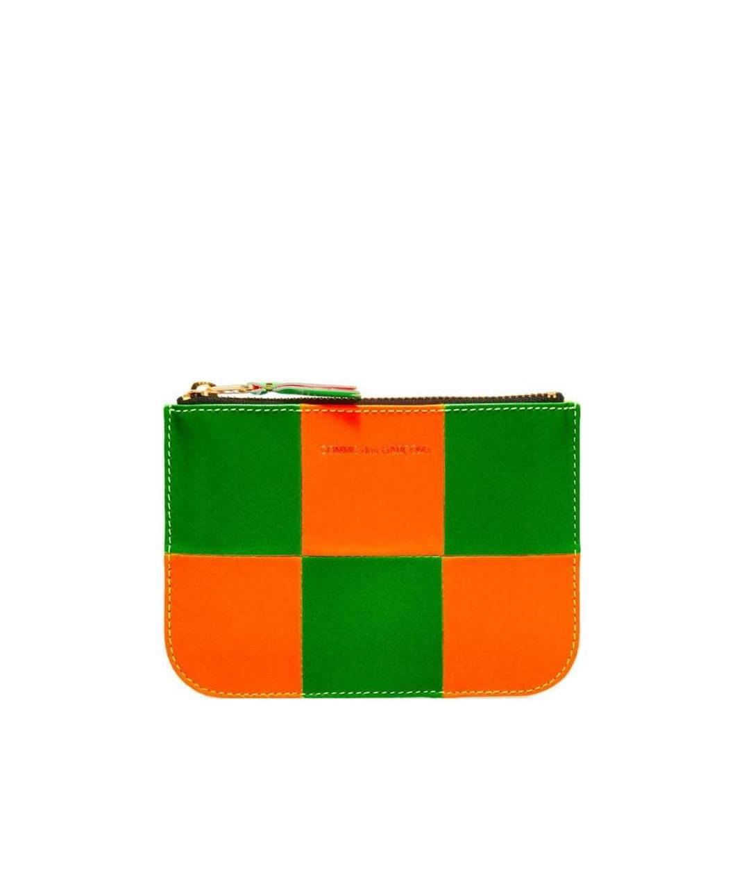 Comme Des Garçons Check Card Clip Wallet In Green
