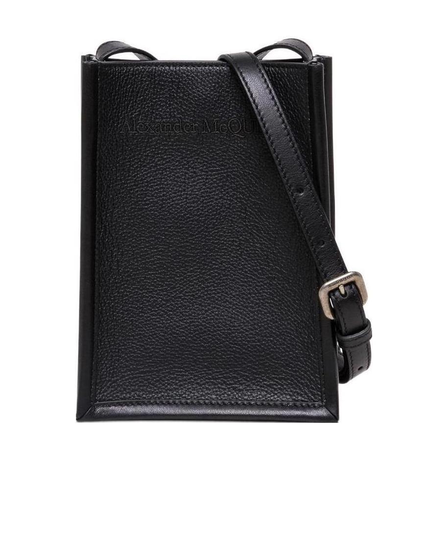 Alexander Mcqueen Embroidered Logo Messenger Bag In Black