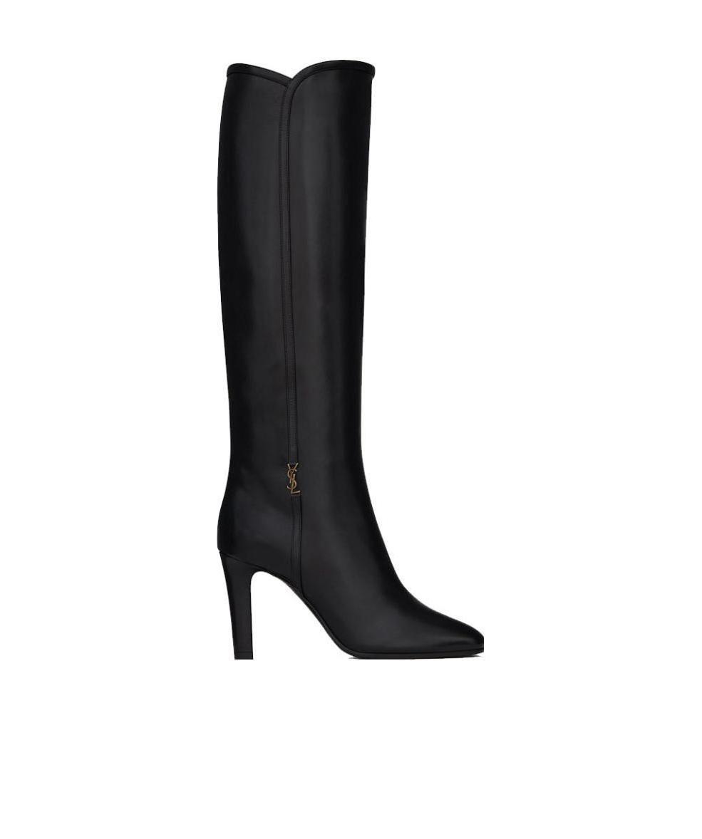 Saint Laurent Jane Monogram Leather Boots In Black