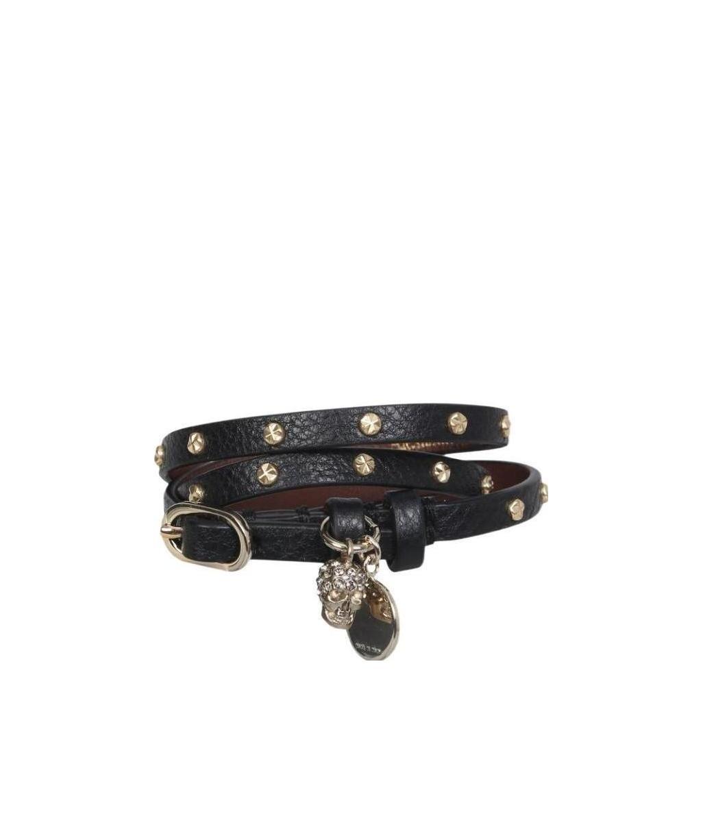 Alexander Mcqueen Skull Stud Wraparound Bracelet In Black