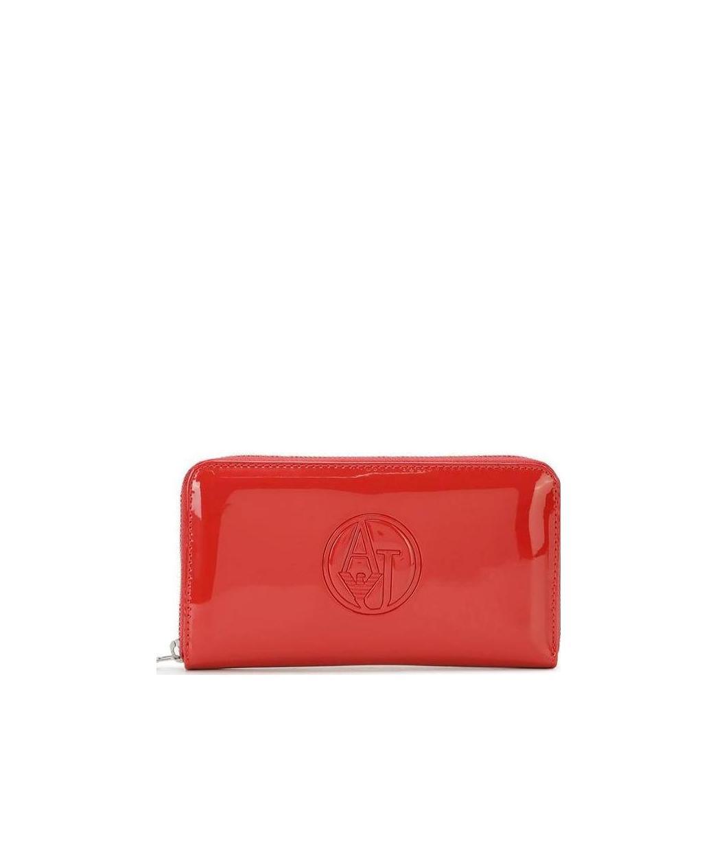 Armani Jeans Zipper Wallet In Red