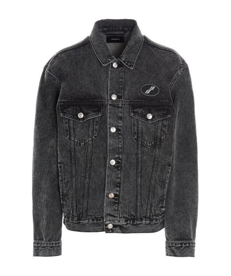 We11 Done Logo Patch Denim Jacket In Black
