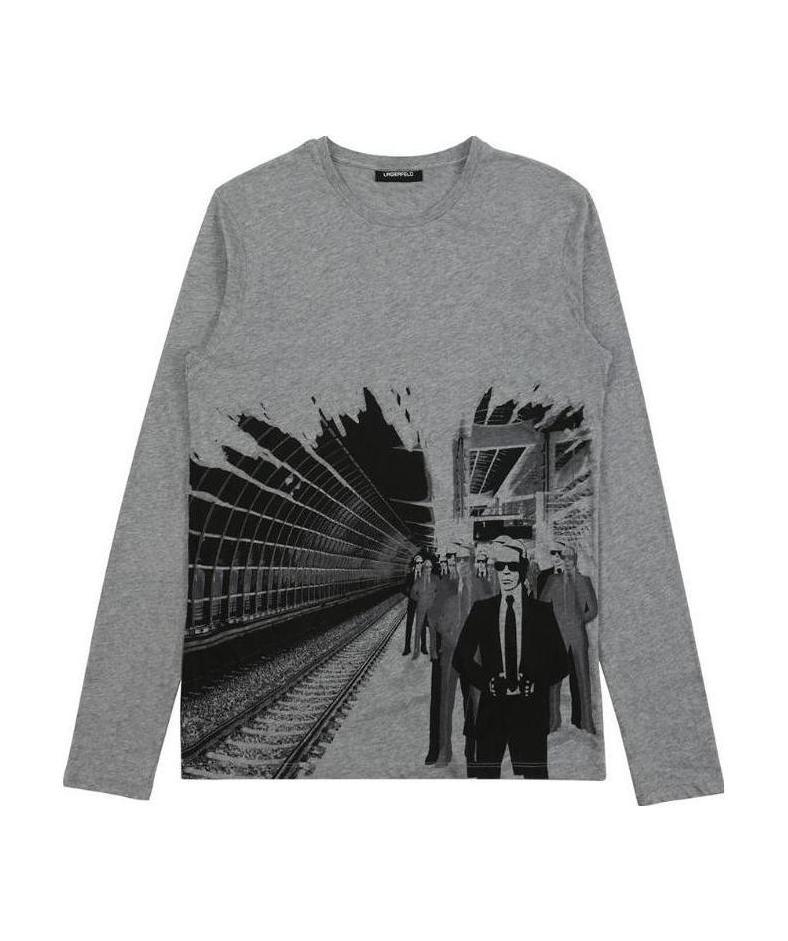Karl Lagerfeld Printed T-shirt In Gray