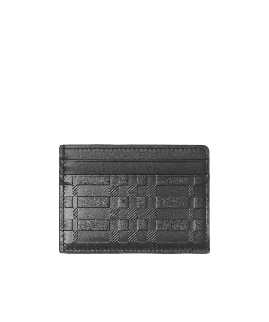 Burberry Embossed-check Card Holder In Black