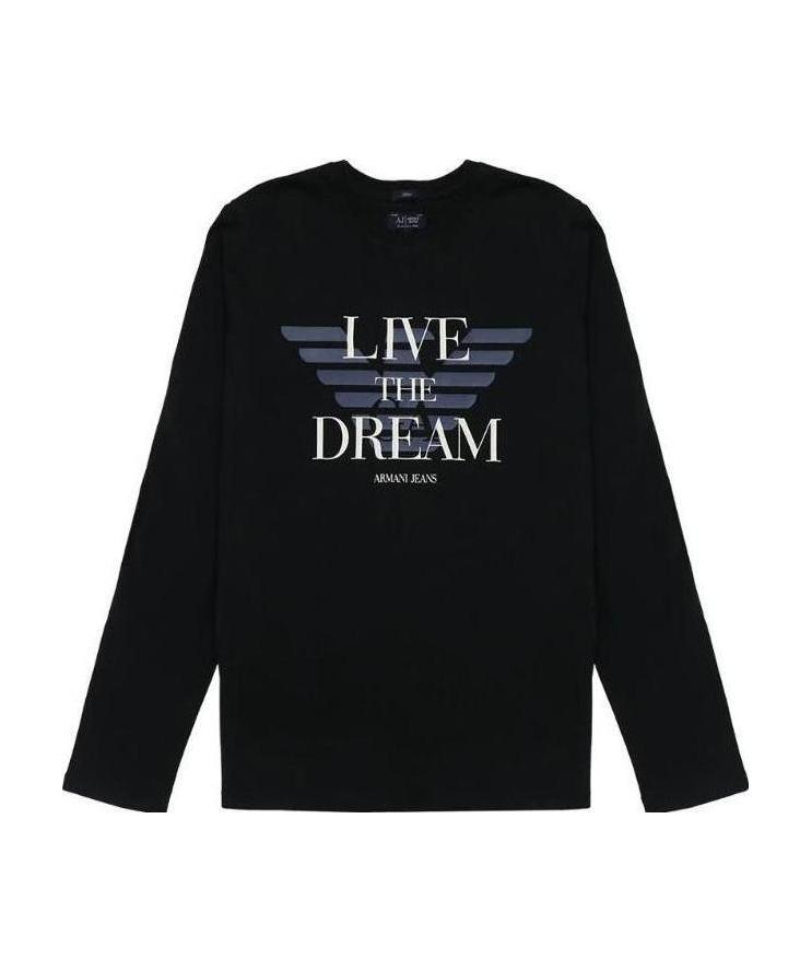 Armani Jeans T-shirt With Round Neck And Long Sleeves In Black
