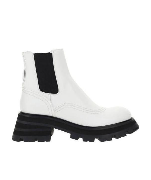 Alexander Mcqueen Leather Chelsea Boots In White