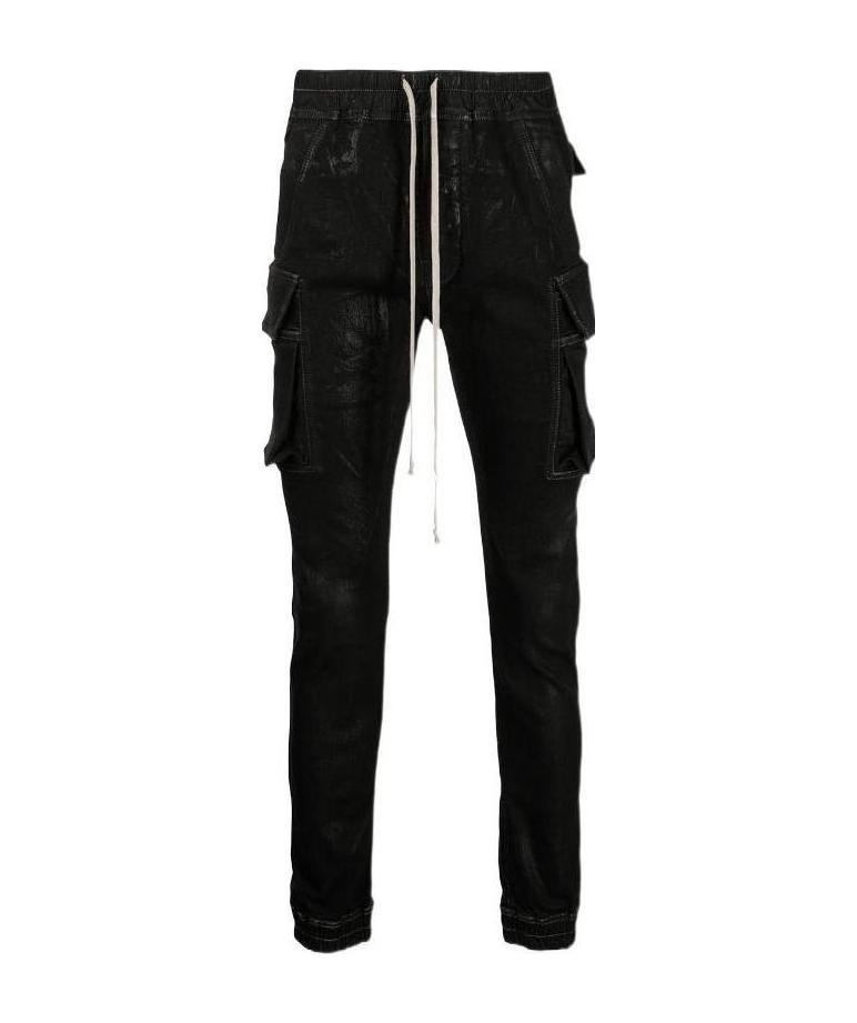 Rick Owens Elastic Waistband Trousers With Side And Back Pockets In Black