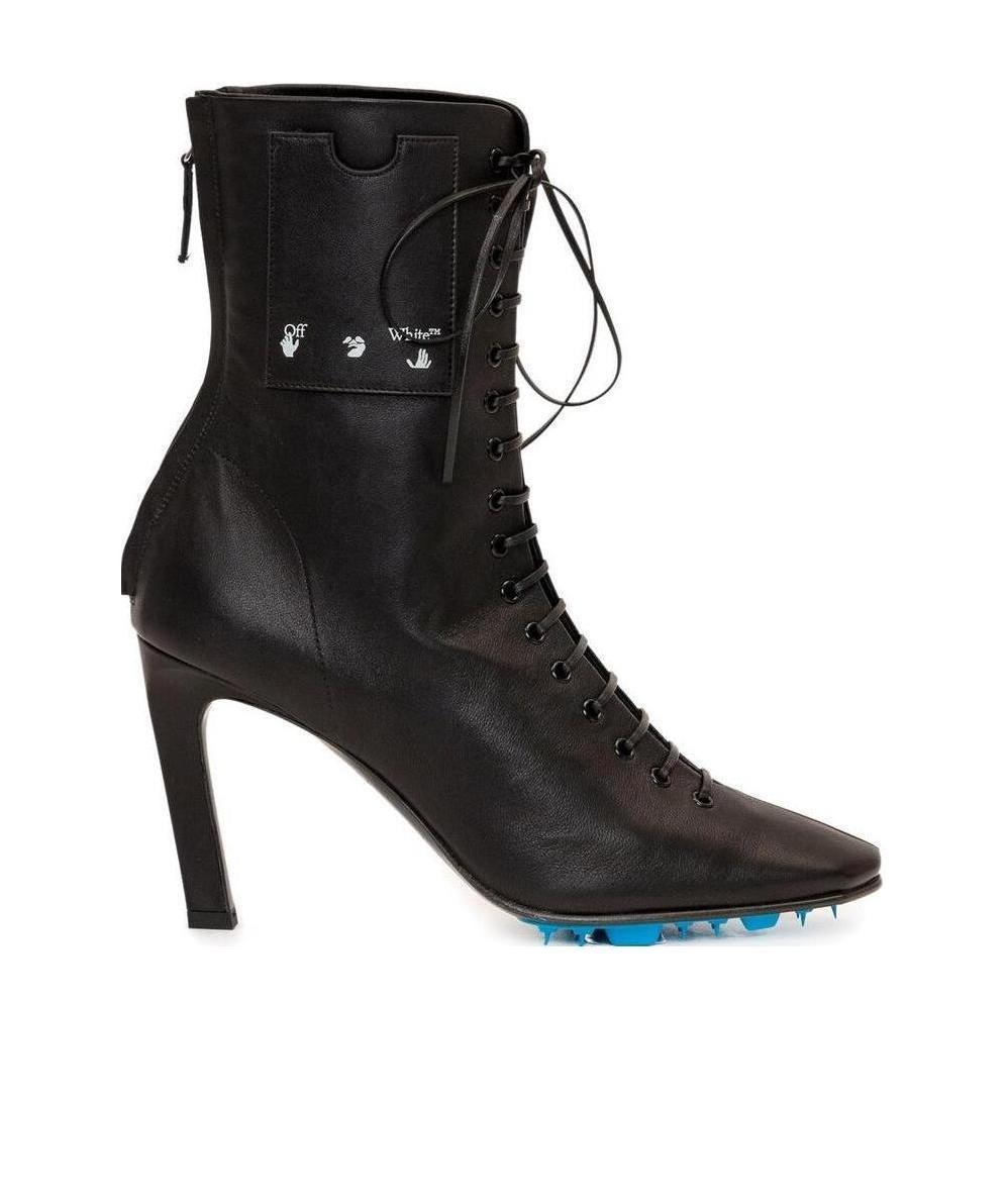 Off-white Off White Leather Heel Boots Women In Black