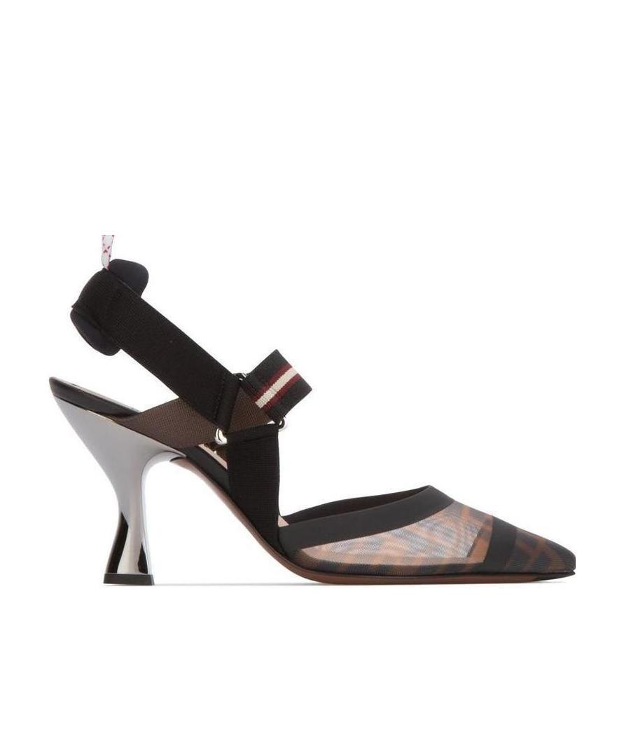 FENDI MULTICOLOR TECH MESH HIGH-HEELED SLINGBACKS