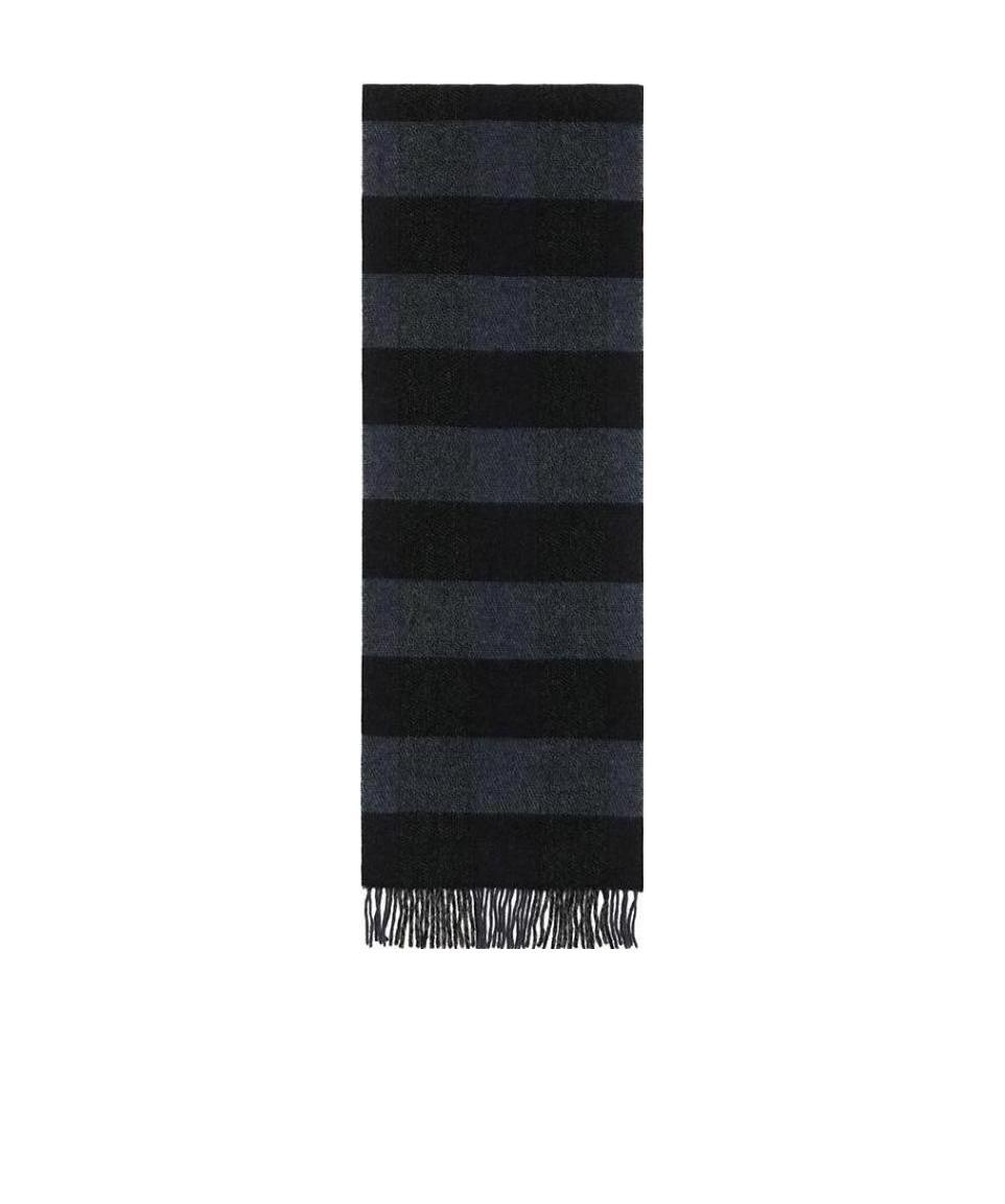 Lanvin Striped Fringed Scarf In Black
