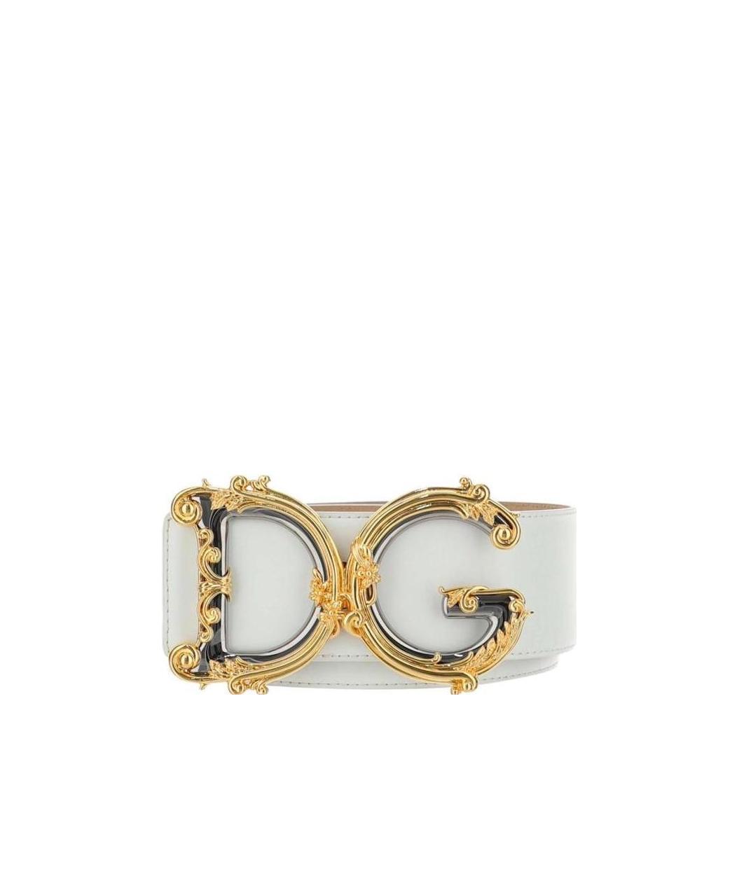 Dolce & Gabbana Baroque Dg Logo Belt In White
