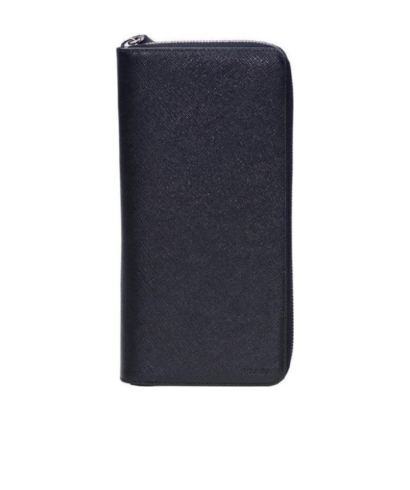 Prada Full Zipper Wallet In Black