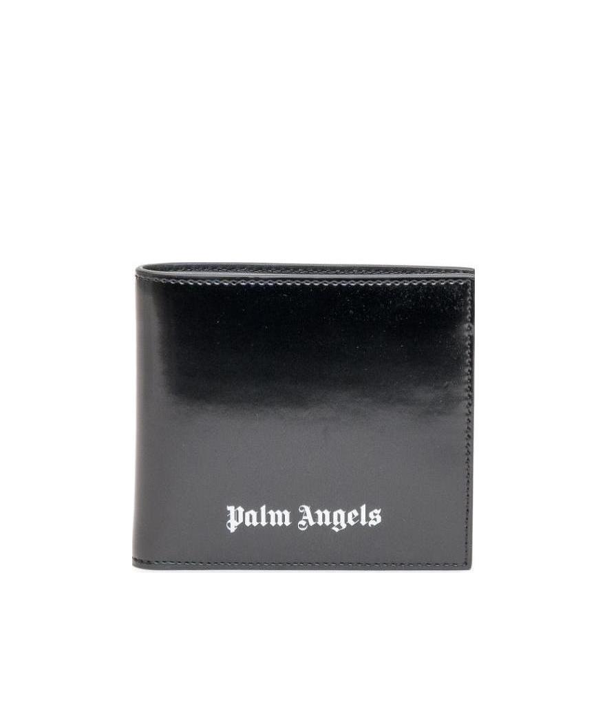 Palm Angels Logo Printed Half-fold Wallet In Gray
