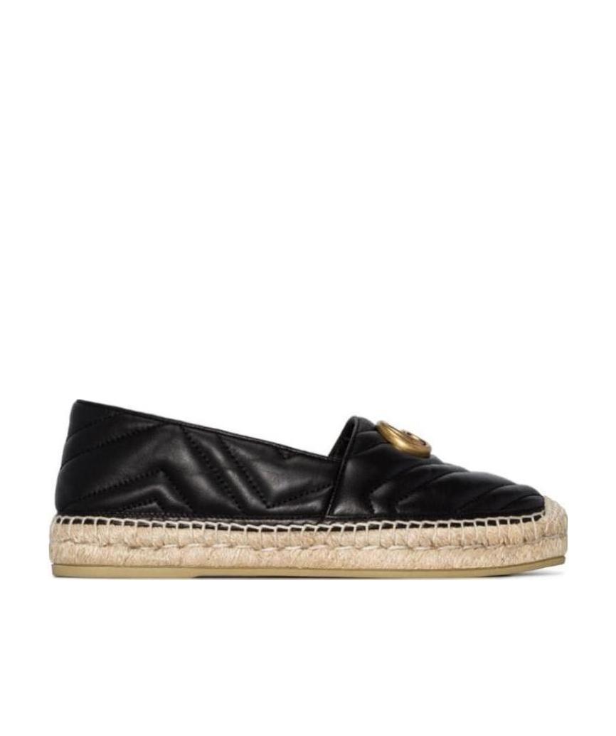 Gucci Leather Espadrille With Double G In Black