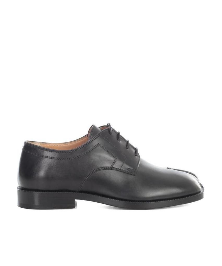 Maison Margiela 20mm Tabi Leather Lace-up Shoes In Black