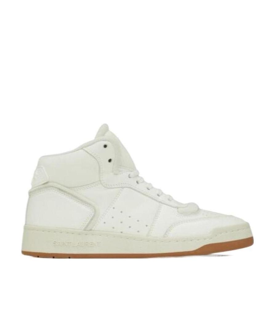 Shop Saint Laurent Lace-up Hi-top Sneakers In White