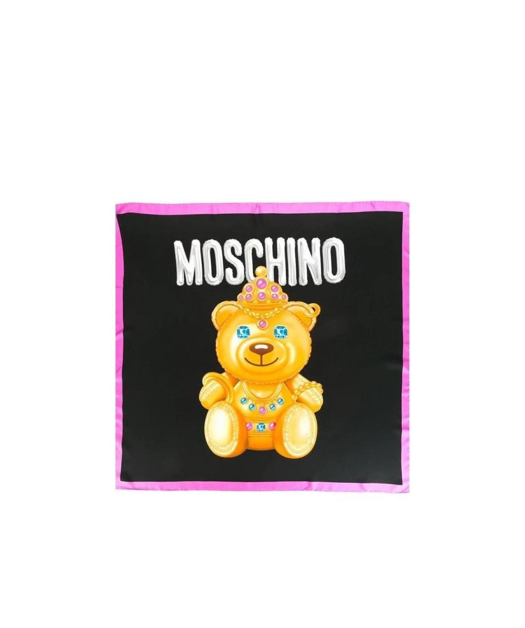 Moschino Black Bear Printed Scarf In Gray