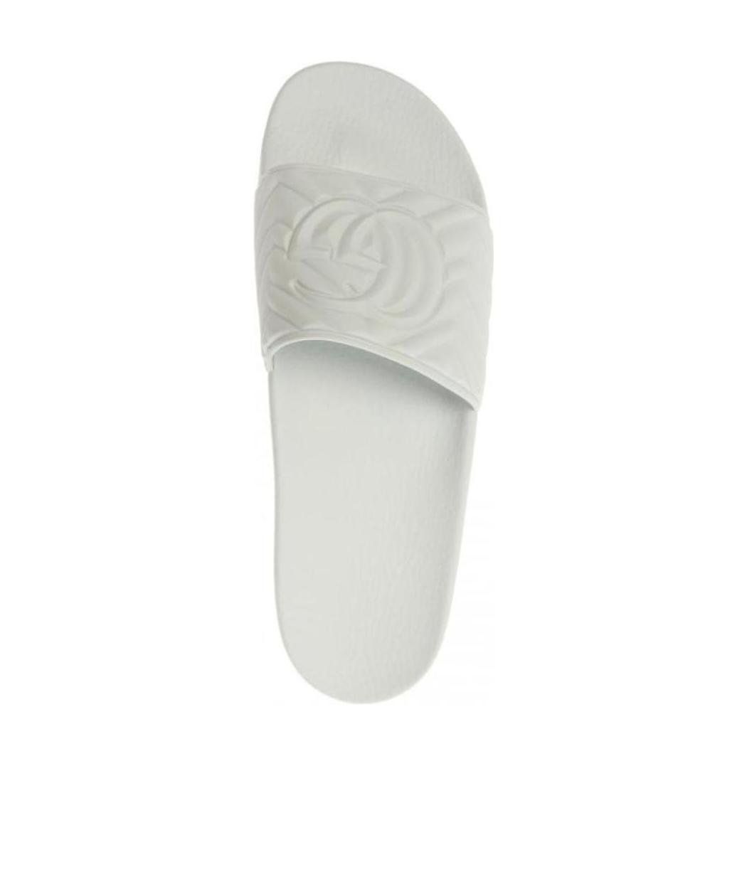 Gucci Matelassé Rubber Pool Slides In White