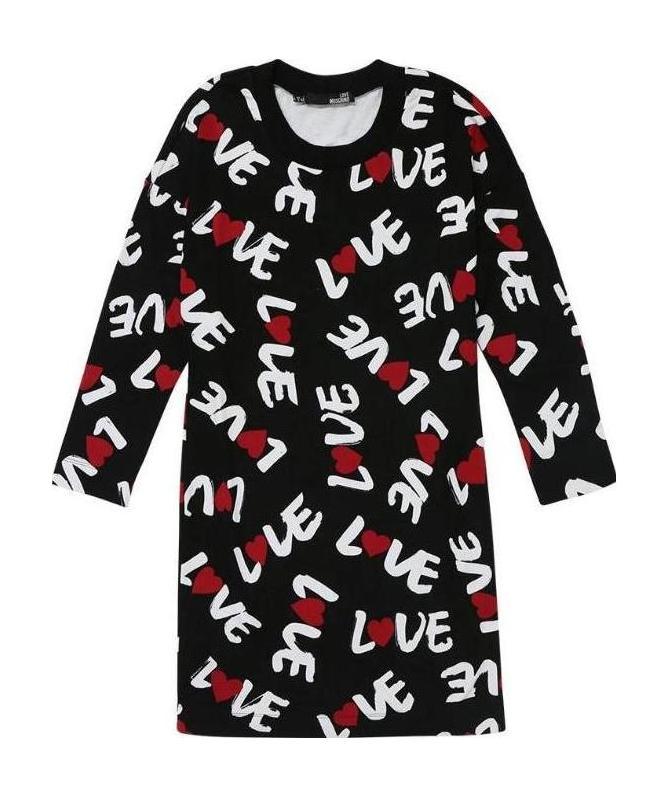 MOSCHINO LONG-SLEEVED SLOGAN SHORT DRESS