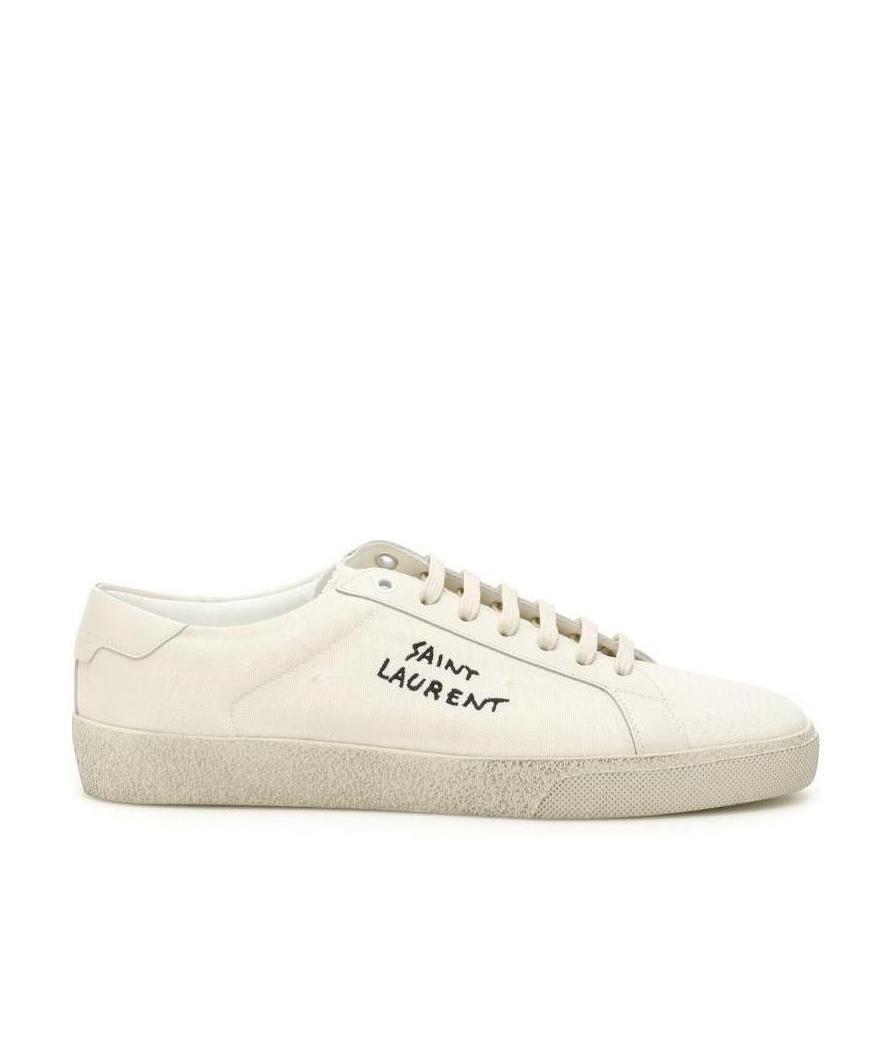 Shop Saint Laurent Classic Sl/06 Embroidered Sneakers In White