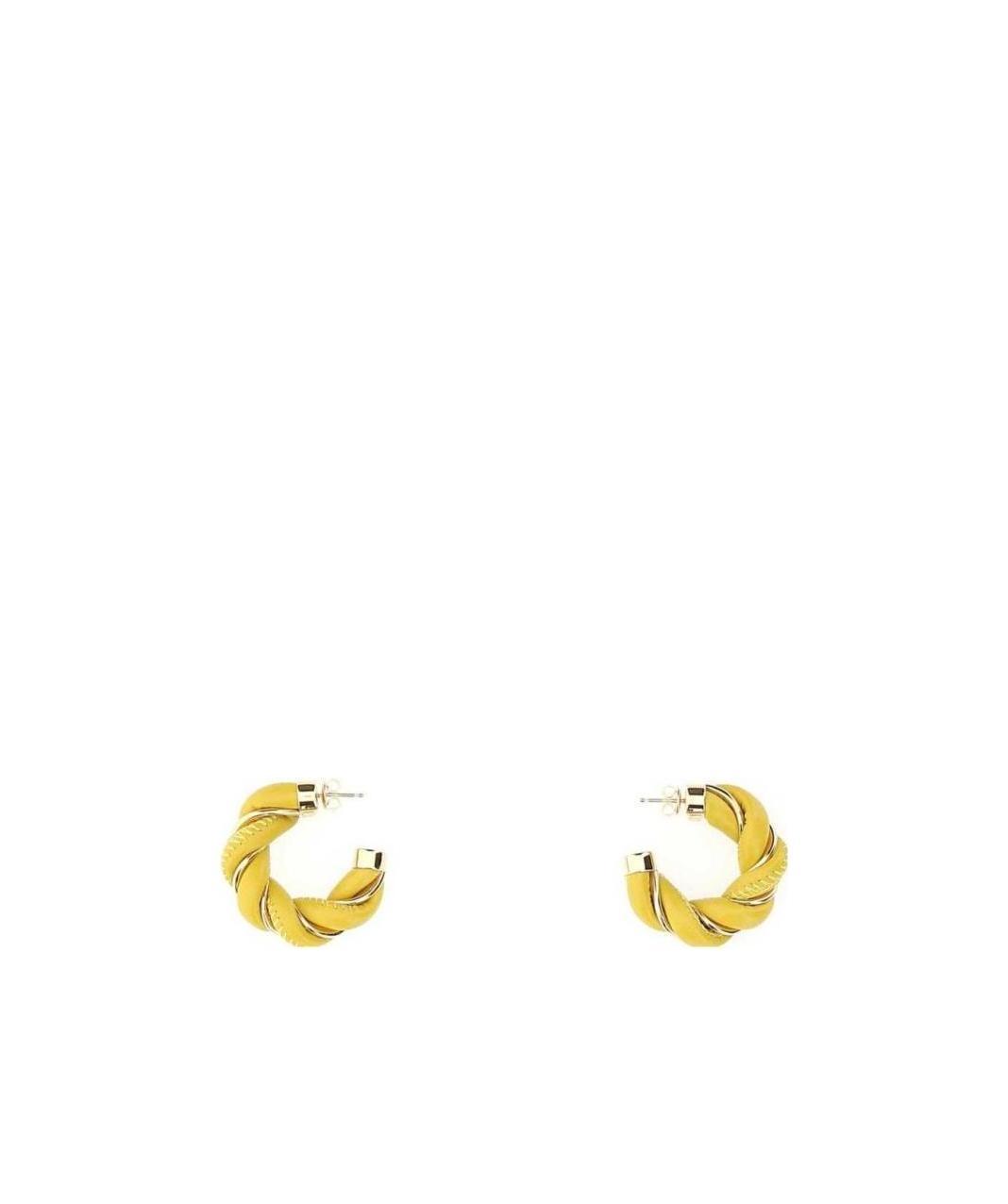 Bottega Veneta Women Yellow Nappa Leather And 925 Silver Twist Earrings In White