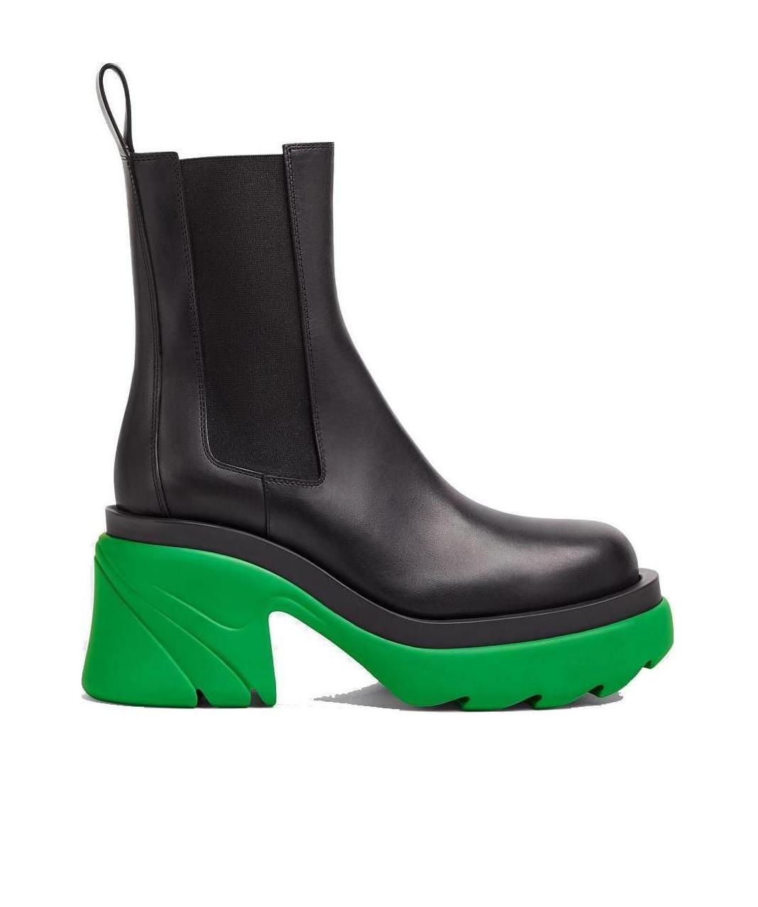 Bottega Veneta Leather Platform Chelsea Boots In Black