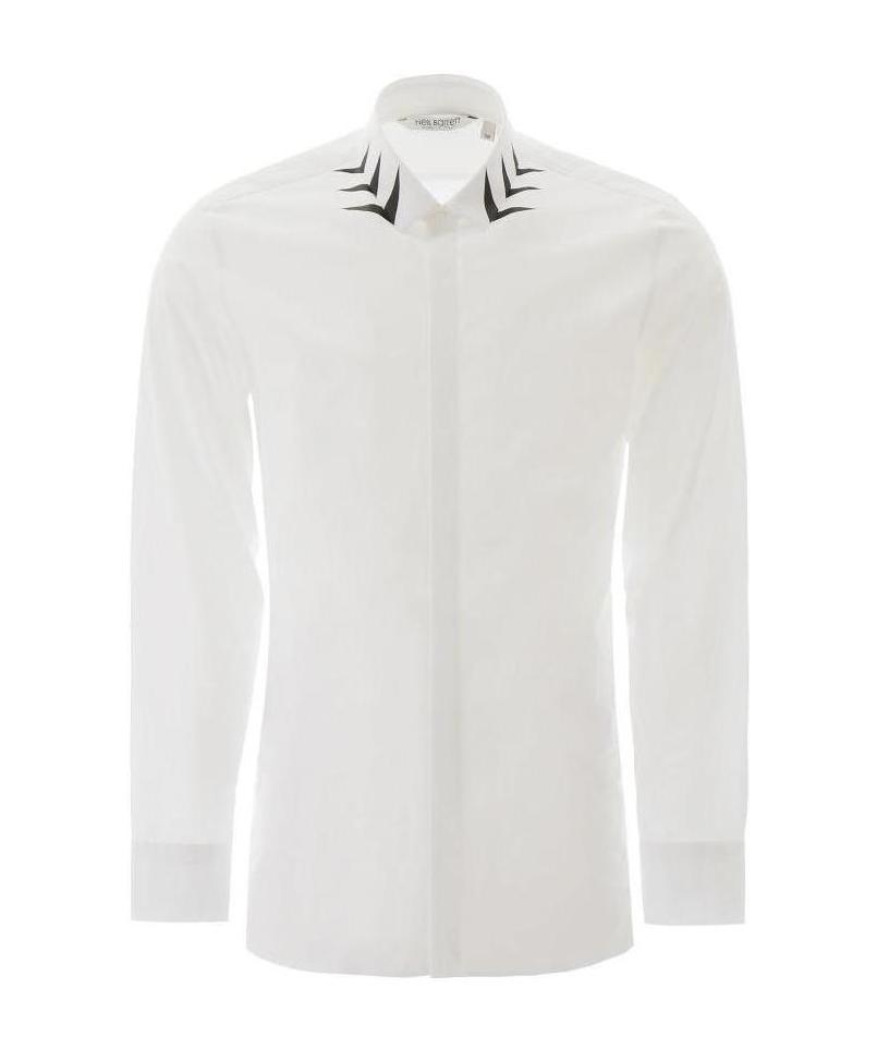 Neil Barrett Printed Collar Shirt In White