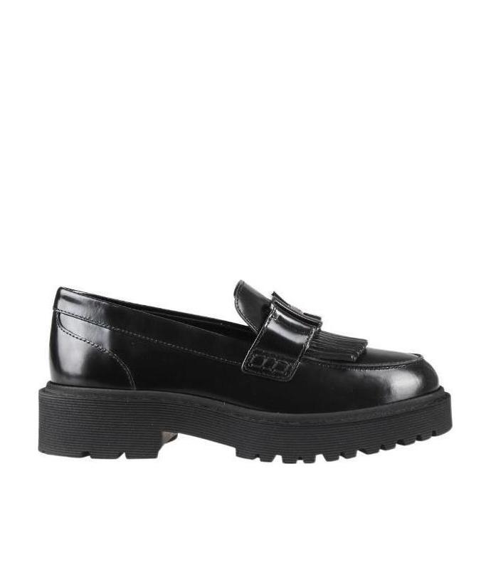 Hogan Buckle-strap Leather Loafers In Black