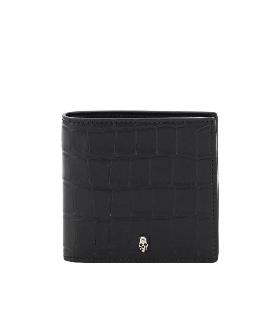 Alexander Mcqueen Croco-effect Skull Cardholder In Black