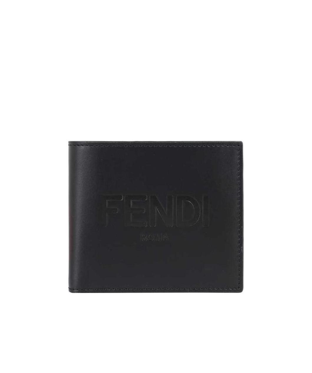 Fendi Ff-logo Pebbled-leather Bi-fold Wallet In Black