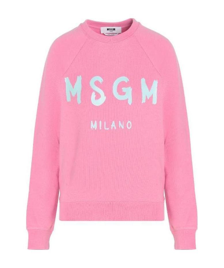 Msgm Logo Print Cotton Sweatshirt In Pink