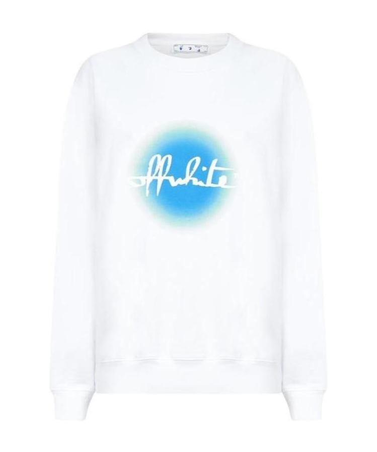 Off-white Round Collar Long Sleeve Sweater In White