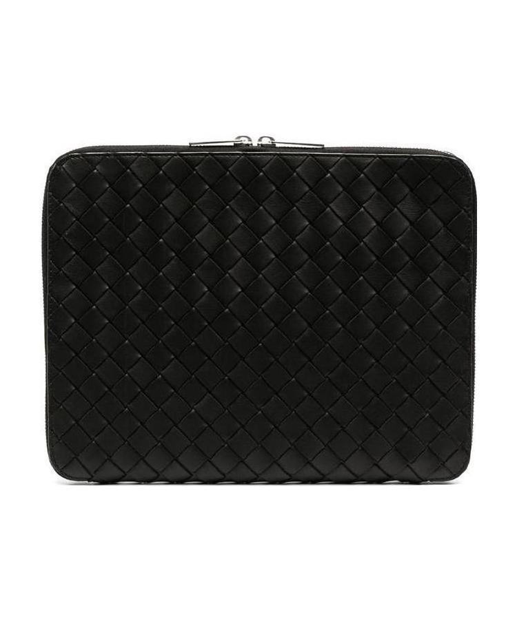 Bottega Veneta Intreacciato Zip-around Laptop Case In Black
