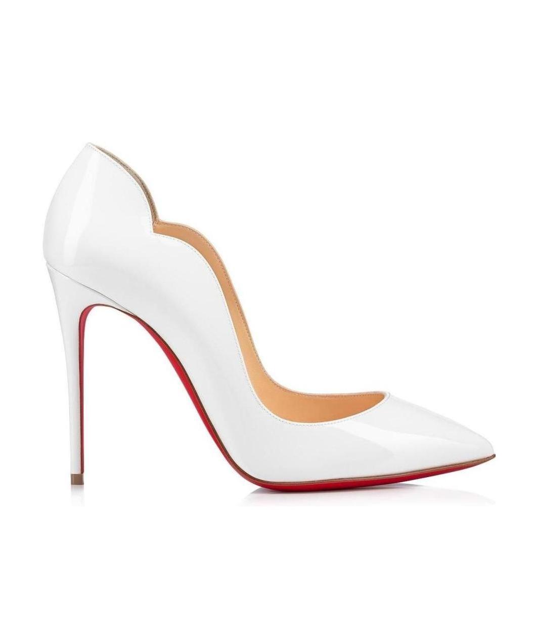 Christian Louboutin Hot Chick 100 Patent Red Sole High-heel Pumps In White
