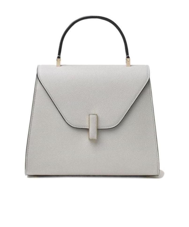 Valextra Iside Leather Crossbody Bag In Gray