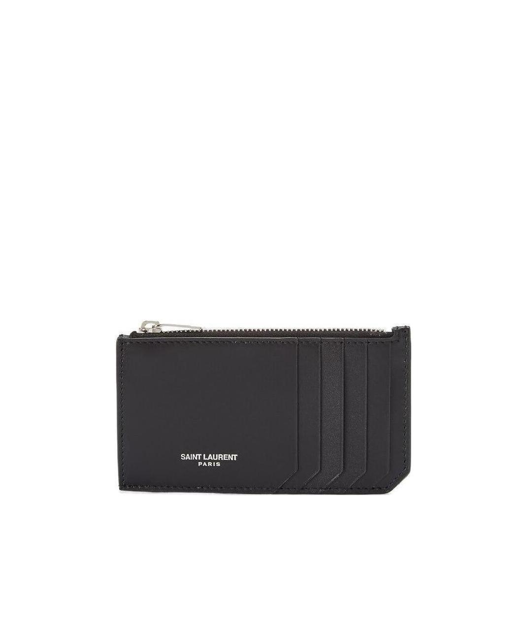 Saint Laurent Fragments Logo Embossed Cardholder In Black