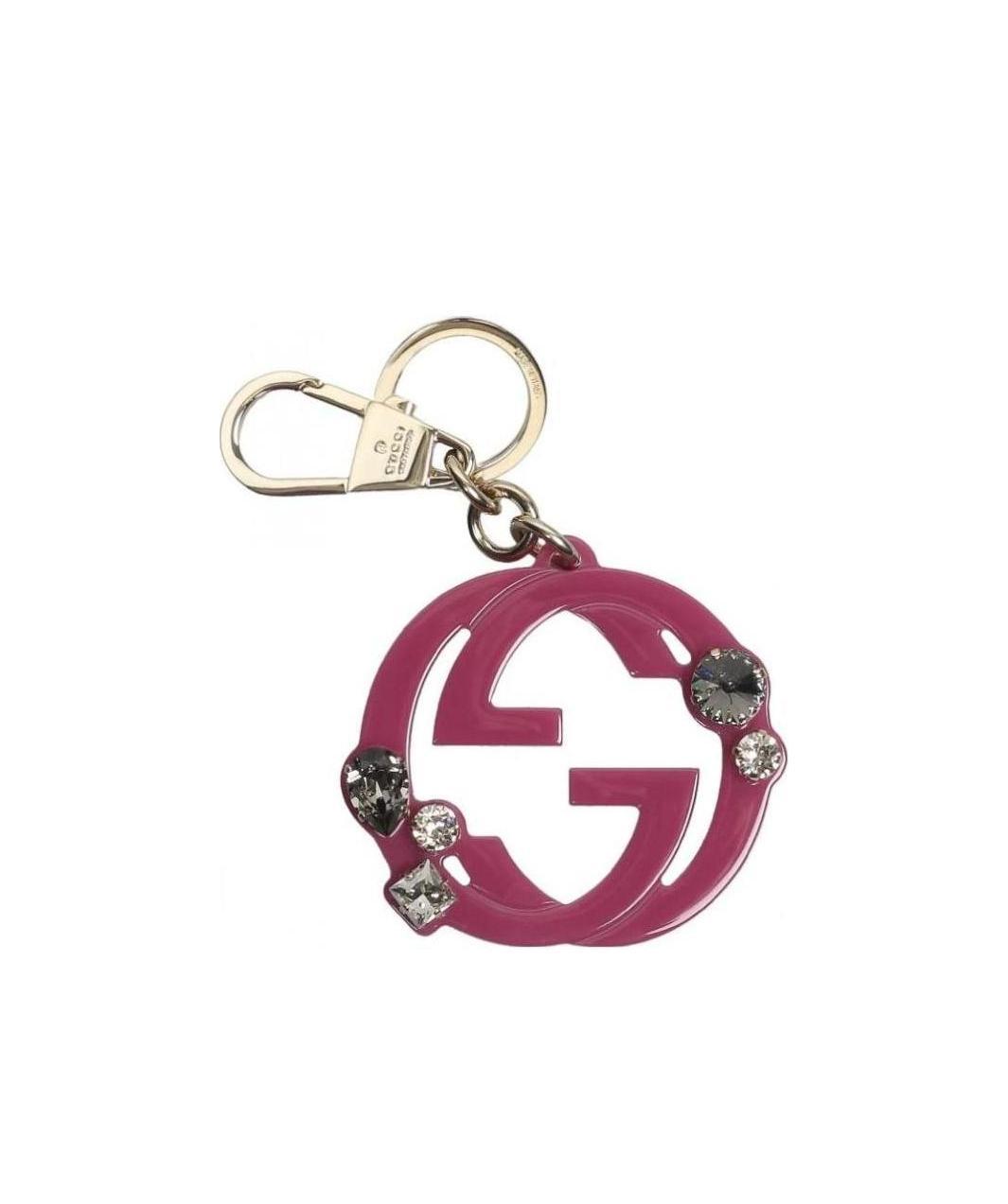 Gucci Double G Crystal Key Chain In Red